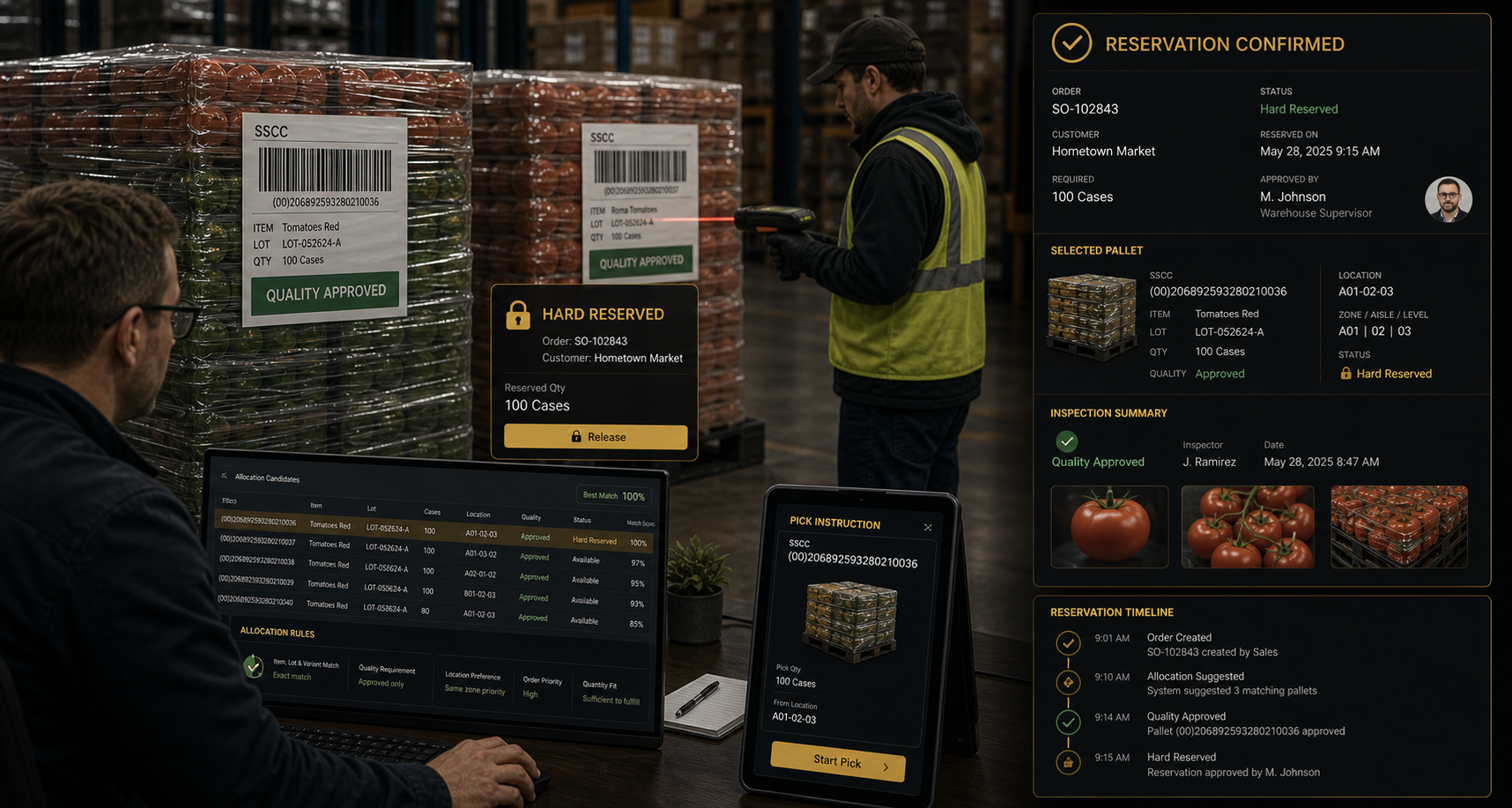 AJAX OES hard reservation protecting a quality-approved pallet