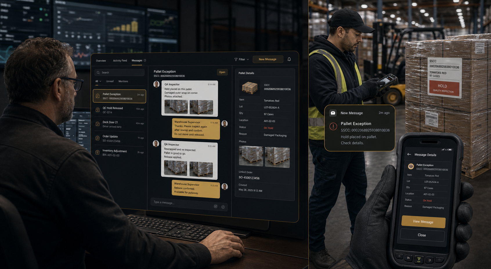 AJAX Messaging thread tied to a pallet exception