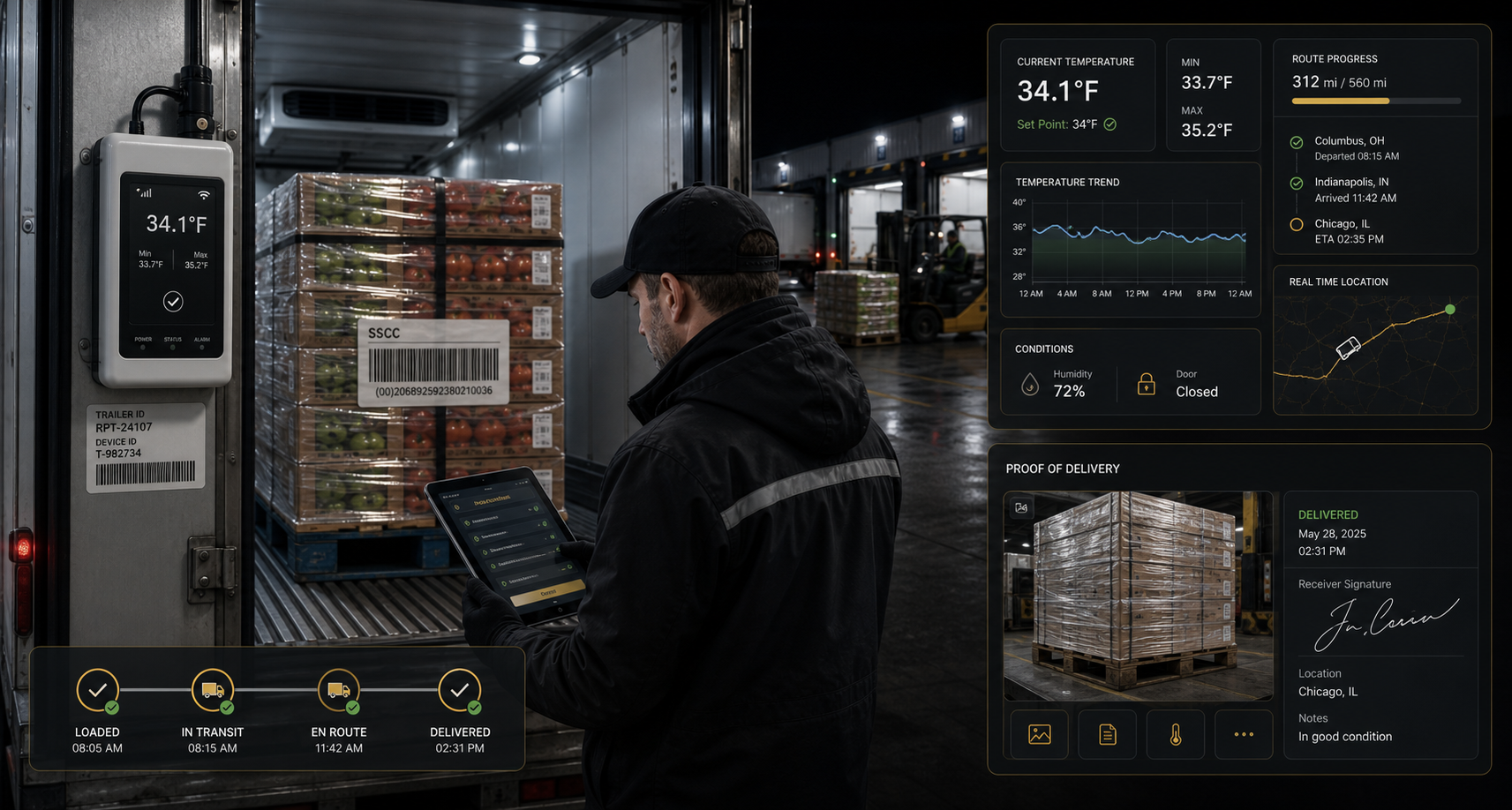 AJAX Logistics cold-chain temperature and delivery proof workflow